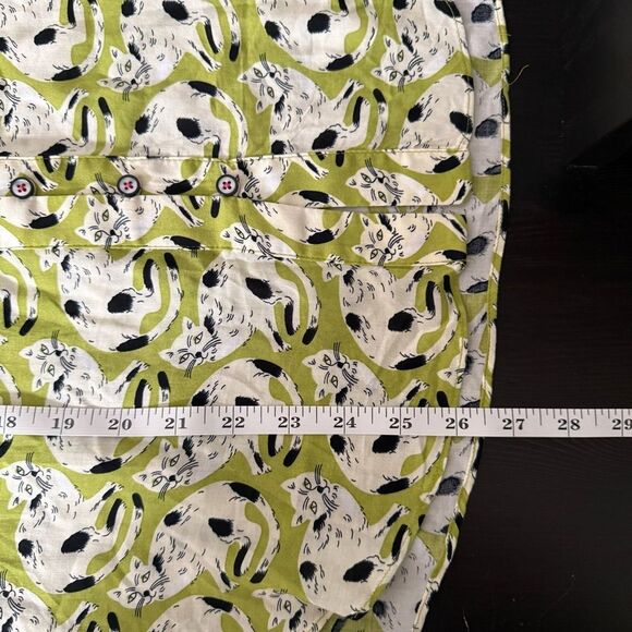 Conversations By Anthropologie 16 of 52 Blouse Sz 2 Green Cats Print Button Up - Picture 12 of 12